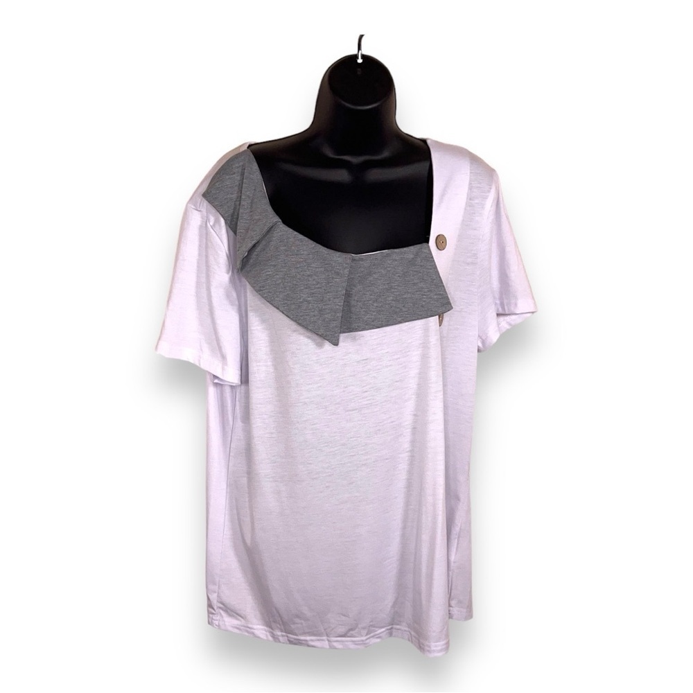 NEW XL NORACORA WHITE GREY TEE TSHIRT  TEE SHORT SLEEVE STRETCH CASUAL